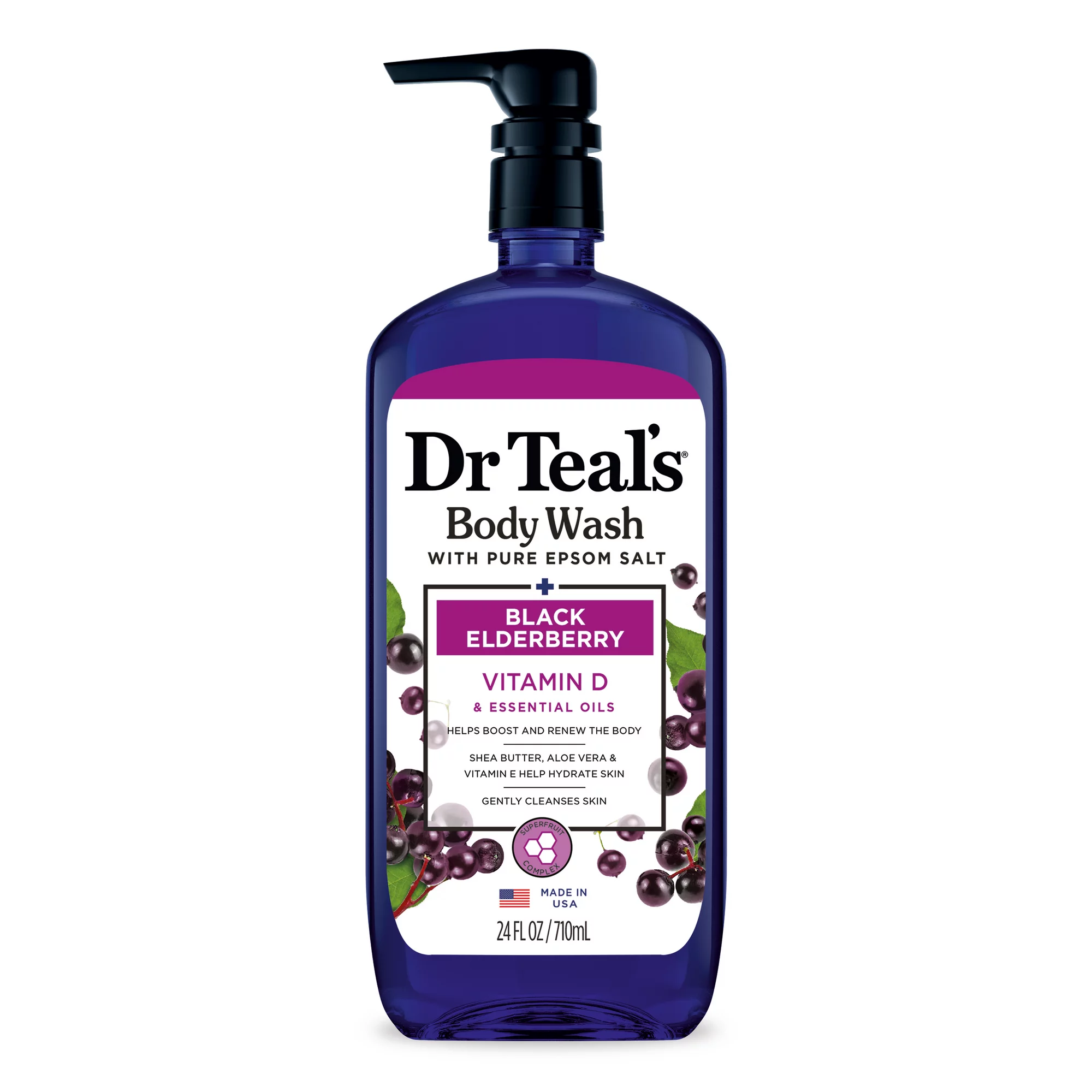 Dr. Teals Body Wash Black Elderberry & Vitamina D 24 oz